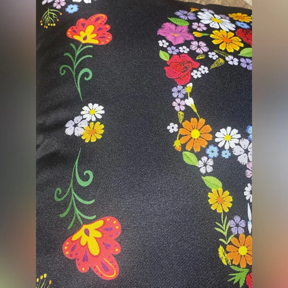 Stratford Home Black Floral Skull Decorative Throw Pillow